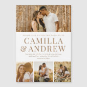 Modernes 4 Foto Elegante Hochzeit Magneteinladung (Vorderseite)