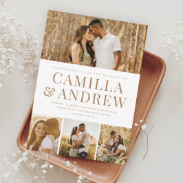 Modernes 4 Foto Elegante Hochzeit Magneteinladung