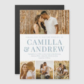 Modernes 4 Foto Elegante Hochzeit Magneteinladung (Vorne/Hinten)