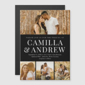 Modernes 4 Foto Elegante Hochzeit Magneteinladung (Vorne/Hinten)