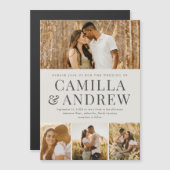 Modernes 4 Foto Elegante Hochzeit Magneteinladung (Vorne/Hinten)