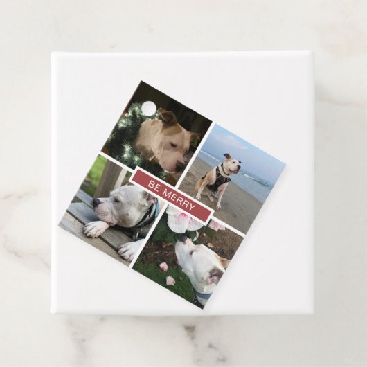 Modernes 4-Foto-Grid Geschenkanhänger (Beispiel)