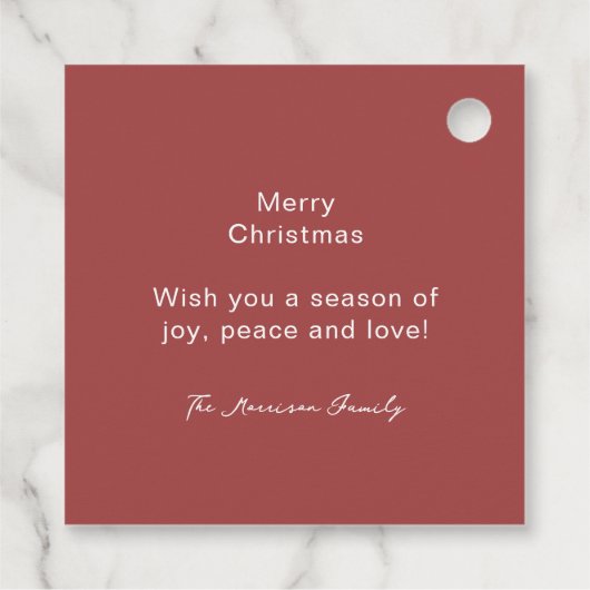 Modernes 4-Foto-Grid Geschenkanhänger (Rückseite)