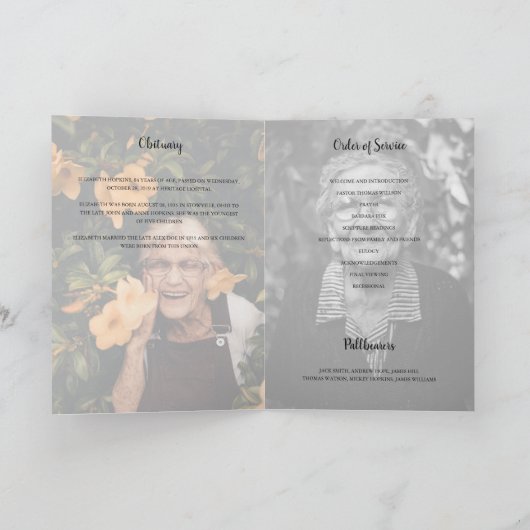 Modernes 4-Foto-Programm für die Gedächtnisbeerdig Programm (Innenseite)