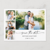 Modernes 4 Foto Tintenstift Save the Date Postkarte (Vorderseite)