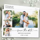 Modernes 4 Foto Tintenstift Save the Date Postkarte
