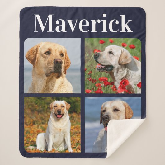 Modernes 4 Fotos Personalisiertes Haustier Sherpadecke (Vorderseite)