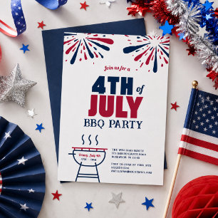Modernes 4. Juli GRILLEN Party Einladung