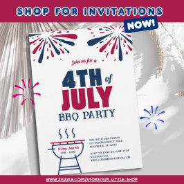 Modernes 4. Juli GRILLEN Party Einladung