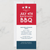 Modernes 4. Juli GRILLEN Party Red White Blue Einladung (Vorderseite)