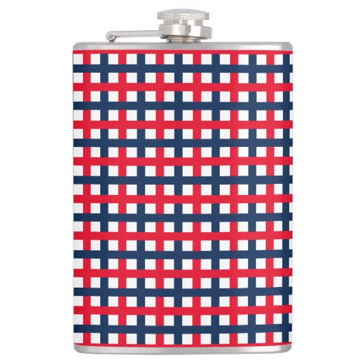 Modernes 4. Juli rot-weißes patriotisches Gitter Flachmann (Vorderseite)