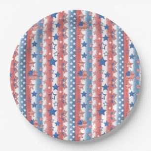 Modernes 4. Juli Sterne & Flag Party Patriotic Pappteller