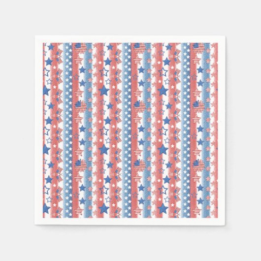 Modernes 4. Juli Sterne & Flag Party Patriotic Serviette (Vorderseite)