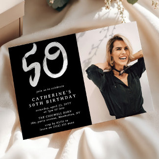 Modernes 50. Geburtstagsparty-Foto Einladung