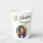 Modernes 50. und fabelhaftes Foto 50. Geburtstag Pappbecher (Rückseite)