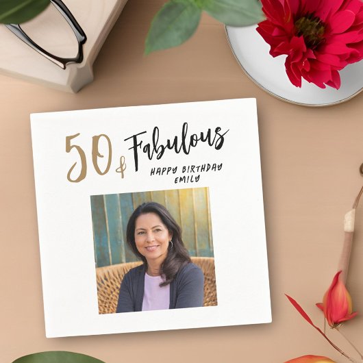 Modernes 50. und fabelhaftes Foto 50. Geburtstag Serviette