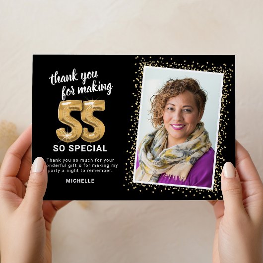 Modernes 55. Geburtstags-Foto Dankeskarte