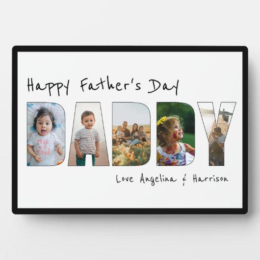 Modernes 5-Foto Collage Daddy Vathers Day Keepake Fotoplatte (Vorderseite)
