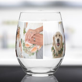 Modernes 5-Foto Collage Wedding Keepake Weinglas Ohne Stiel