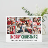 Modernes 5 Foto Frohe Weihnachten (Stehend Vorderseite)