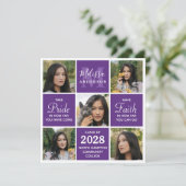 Modernes 5-Foto-Graduiertenstudio Party Lila Absch Einladung (Stehend Vorderseite)