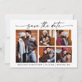 Modernes 5-Foto-Minimalistisches Ink-Script Save The Date (Vorderseite)