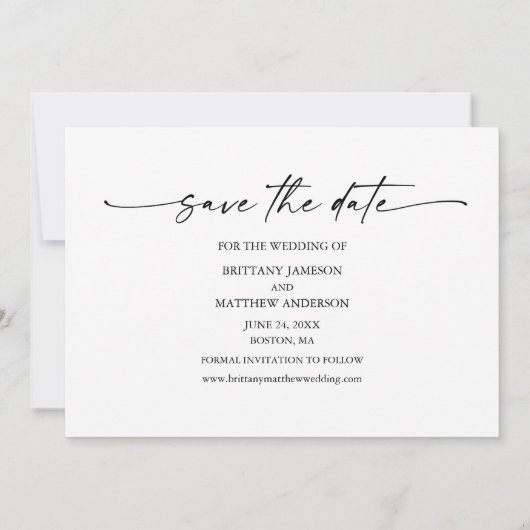 Modernes 5-Foto-Minimalistisches Ink-Script Save The Date (Rückseite)