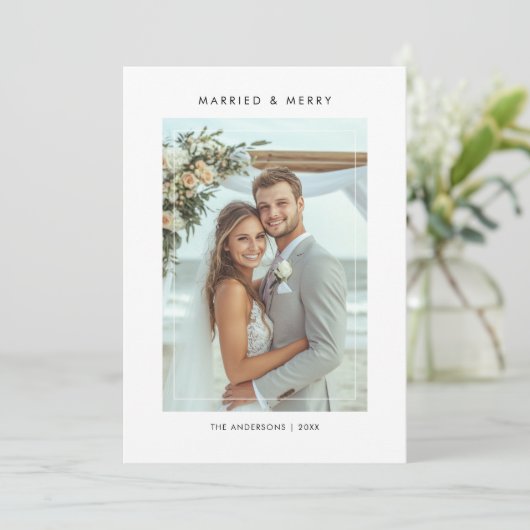 Modernes 5 Foto Verheiratet und frohe Weihnachten (Stehend Vorderseite)