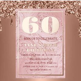 Modernes 60. Geburtstag Rose Gold Foil QR Code Foi Folieneinladung