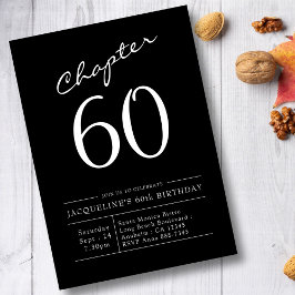 Modernes 60. Geburtstag Schwarz-weiß Kapitel 60 Einladung