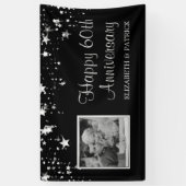Modernes 60-jähriges Silver Stars Foto Black Banner (Vertikal)