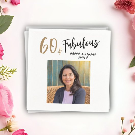 Modernes 60. und fabelhaftes Foto 60. Geburtstag Serviette