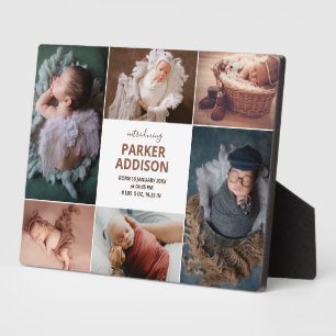 Modernes 6 Foto Collage Grid Neugeborenes Baby Fotoplatte