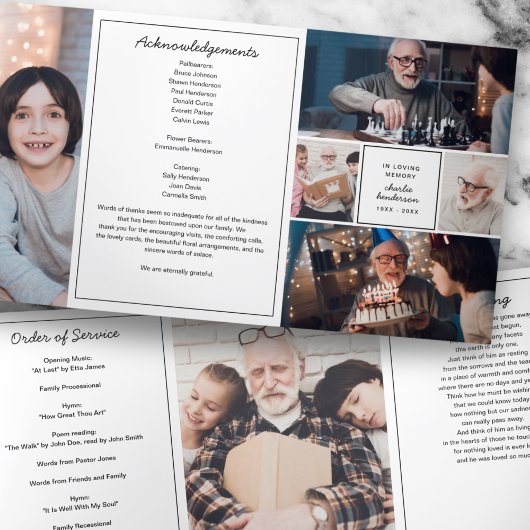 Modernes 6-Foto-Mahnmal Dreifach-gefaltete Programmkarte