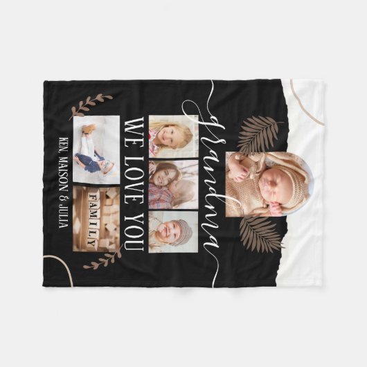 Modernes 6-Fotolack-Personalisiertes Geschenk Fleecedecke (Vorderseite (Horizontal))