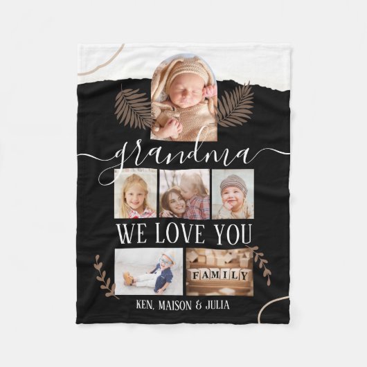 Modernes 6-Fotolack-Personalisiertes Geschenk Fleecedecke (Vorderseite)