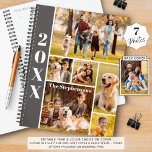 Modernes 6-Fotomaterial Personalisiert Planer<br><div class="desc">Erstellen Sie Ihren eigenen personalisierten Planer, indem Sie diese leicht hochzuladende Collage-Vorlage für Fotos mit 6 Fotos vorne mit Ihrem Familiennamen, Ihrem Namen oder anderen benutzerdefinierten Texten und einem Foto in voller Größe auf der Rückseite verwenden. ÄNDERUNGEN: Sie können den Hintergrund und das Rechteck, die Füllfarben sowie den Stil, die...</div>