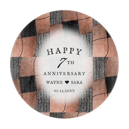 Modernes 7. Copper + Wolle-Jubiläum Schneidebrett (Vorderseite)