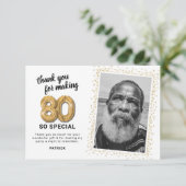 Modernes 80. ErwachsenenBirthday-Foto Dankeskarte (Stehend Vorderseite)