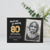 Modernes 80. ErwachsenenBirthday-Foto Dankeskarte (Stehend Vorderseite)
