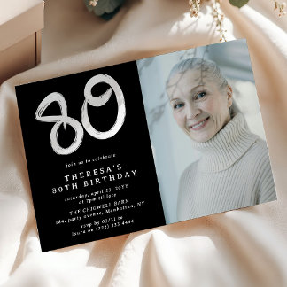 Modernes 80. Geburtstagsparty-Foto Einladung