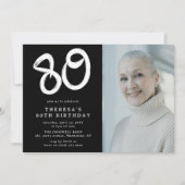 Modernes 80. Geburtstagsparty-Foto Einladung (Vorderseite)