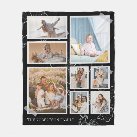 Modernes 8-Foto Collage Family Fleece Blanket (Vorderseite)