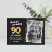 Modernes 90. ErwachsenenBirthday-Foto Dankeskarte (Stehend Vorderseite)