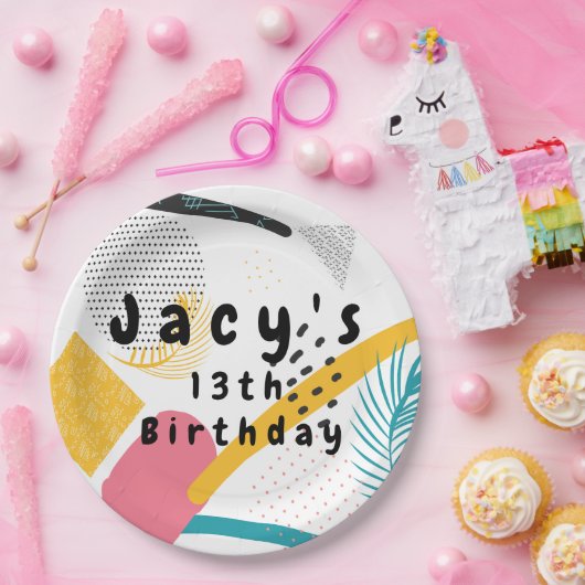 Modernes 90er-Collage Retro-Party Pappteller (Party)