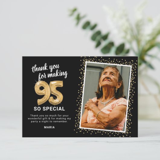 Modernes 95. Adult Birthday Foto Dankeskarte (Stehend Vorderseite)