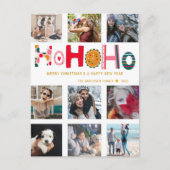 Modernes 9 Foto farbenfrohe Weihnachtsgrüße Postkarte (Vorderseite)