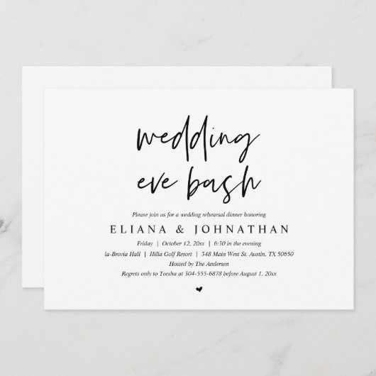 Modernes Abendessen, Abendessen mit Probe Einladung (Vorne/Hinten)