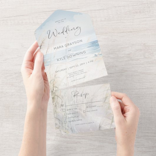 Modernes Abendessen am Strand All In One Einladung (Abreißen)