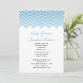 Modernes Abendessen Blue Ombre Zickzack Zigzag Pos Einladung (Stehend Vorderseite)